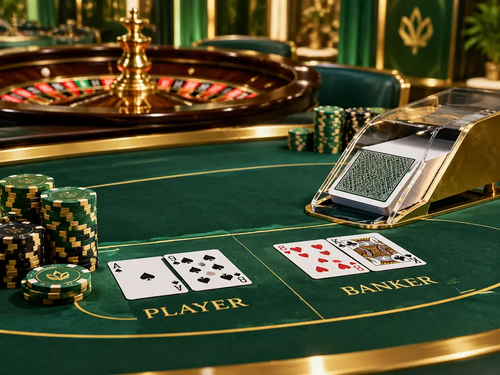 Meja baccarat dan roda roulette dalam kasino