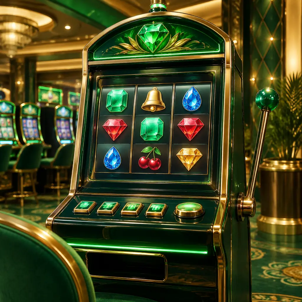 Mesin slot kasino dengan simbol permata berwarna